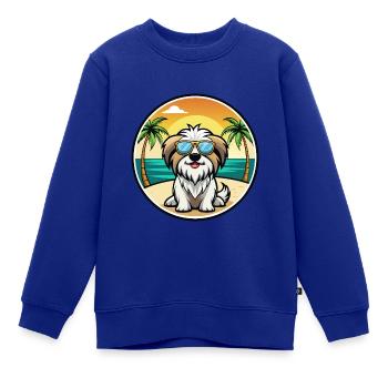 Tibetische Kyi Apso Hunderasse Cartoon Sonnenbrille Strand - Kinder Premium Organic Sweatshirt - Royalblau - Vorne - AI Model Kid Female (0cm)