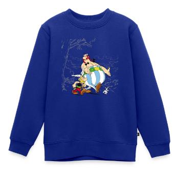 Astérix & Obélix Avec Idéfix Dans La Nature - Sweat Premium enfant bio - bleu roi - Devant - AI Model Kid Female (0cm)