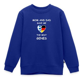 Greece Germany Genes Heart White - Kinder Premium Organic Sweatshirt - Royalblau - Vorne - AI Model Kid Female (0cm)