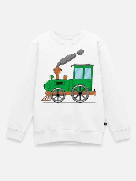 Kinderzug Eisenbahn grün - Kinder Premium Organic Sweatshirt - Weiß