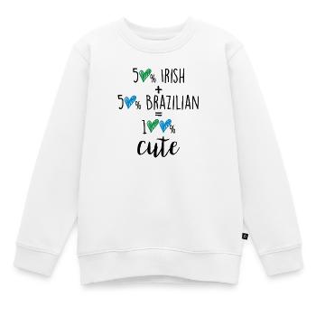 50% Irish + 50% Brazilian - Kids Premium Organic Sweatshirt - white - Front - AI Model Kid Male (0cm)