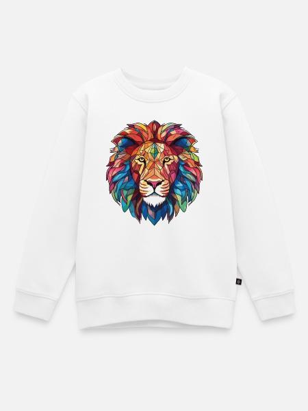 Löwe Buntes Aquarell Tier Haustier Illustration - Kinder Premium Organic Sweatshirt - Weiß