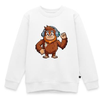 Big Foot Lustige Zeichentrickfigur Kopfhörer Musik - Kinder Premium Organic Sweatshirt - Weiß - Vorne - AI Model Kid Male (0cm)