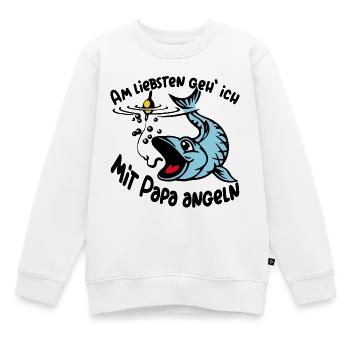 Angeln mit Papa ist das größte Glück - Kinder Premium Organic Sweatshirt - Weiß - Vorne - AI Model Kid Male (0cm)