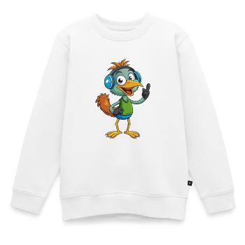 Emu Lustige Zeichentrickfigur Kopfhörermusik - Kinder Premium Organic Sweatshirt - Weiß - Vorne - AI Model Kid Male (0cm)