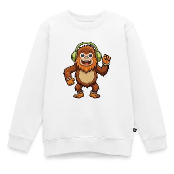 Big Foot Lustige Cartoon Figur Kopfhörer Musik - Kinder Premium Organic Sweatshirt - Weiß - Vorne - AI Model Kid Male (0cm)