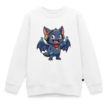 Fledermaus Lustige Zeichentrickfigur Kopfhörer Musik - Kinder Premium Organic Sweatshirt - Weiß - Vorne - AI Model Kid Male (0cm)