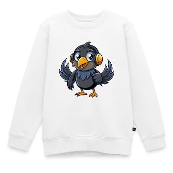 Krähe Lustige Zeichentrickfigur Kopfhörer Musik - Kinder Premium Organic Sweatshirt - Weiß - Vorne - AI Model Kid Male (0cm)