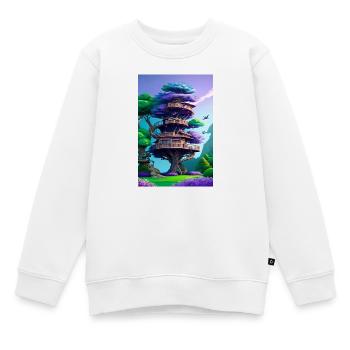 Treehouse Purple - Kinder Premium Organic Sweatshirt - Weiß - Vorne - AI Model Kid Male (0cm)