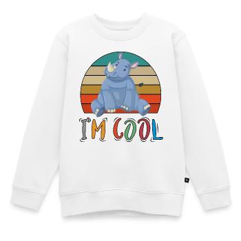 Baby Kind Tiere Cool Retro Nashorn - Kinder Premium Organic Sweatshirt - Weiß - Vorne - AI Model Kid Male (0cm)