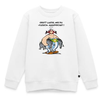 Obelix: Obst? Lustig wie du "Fleisch" aussprichst! - Kinder Premium Organic Sweatshirt - Weiß - Vorne - AI Model Kid Male (0cm)
