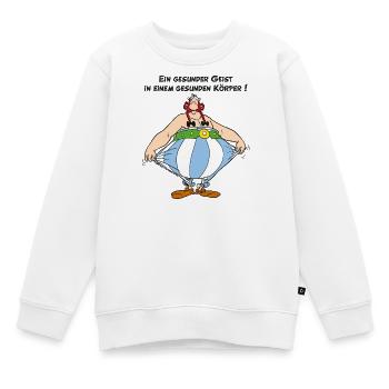 Obelix: Ein gesunder Geist, in einem Gesunden Kör - Kinder Premium Organic Sweatshirt - Weiß - Vorne - AI Model Kid Male (0cm)