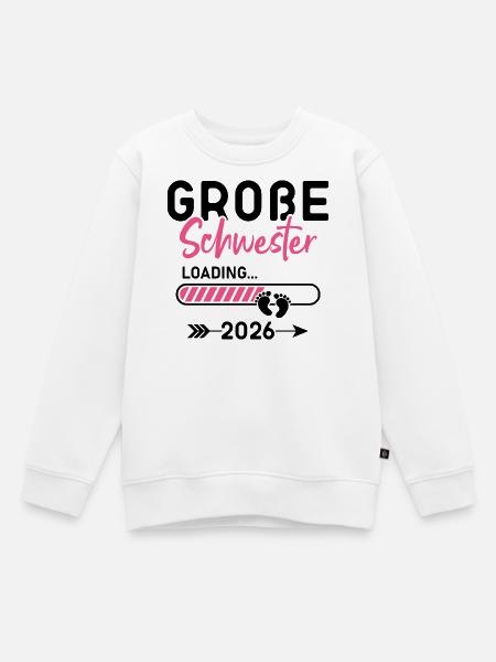 Große Schwester Loading 2026 Spruch - Kinder Premium Organic Sweatshirt - Weiß