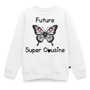 Schwangerschaftsankündigung zukünftiger Supercousine - Kinder Premium Organic Sweatshirt - Weiß - Vorne - AI Model Kid Male (0cm)