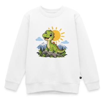 Süßer Dinosaurier – Kleiner Dino auf Abenteuer - Kinder Premium Organic Sweatshirt - Weiß - Vorne - AI Model Kid Male (0cm)