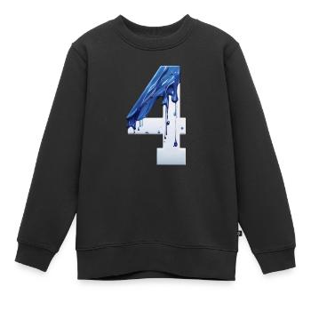 NR. 4 NUMMER 4 BLAU WEIß 4. GEBURTSTAG - Kinder Premium Organic Sweatshirt - Schwarz - Vorne - AI Model Kid Female (0cm)
