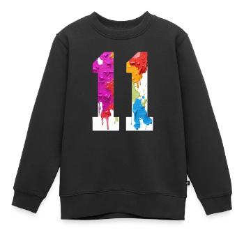 FARBIG NUMMER 11 BUNT 11. GEBURTSTAG - Kinder Premium Organic Sweatshirt - Schwarz - Vorne - AI Model Kid Female (0cm)