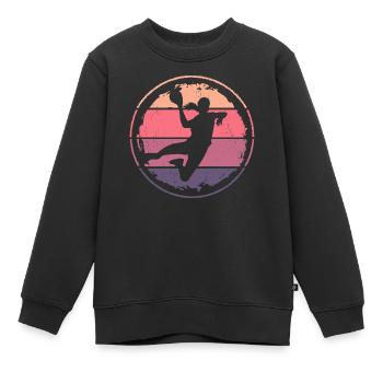 Handball Frauen Retro Handballspielerin Mädchen - Kinder Premium Organic Sweatshirt - Schwarz - Vorne - AI Model Kid Female (0cm)