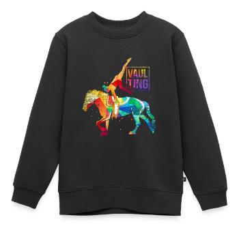 Schwungvolle Voltigierakrobatin Pferd - Kinder Premium Organic Sweatshirt - Schwarz - Vorne - AI Model Kid Female (0cm)