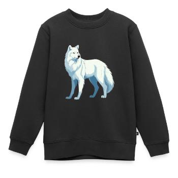 Arktischer Wolf Bunte Aquarell-Karikatur Kawaii Ani - Kinder Premium Organic Sweatshirt - Schwarz - Vorne - AI Model Kid Female (0cm)