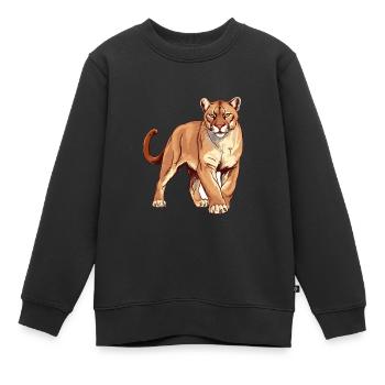 Cougar Buntes Aquarell Cartoon Kawaii Tier - Kinder Premium Organic Sweatshirt - Schwarz - Vorne - AI Model Kid Female (0cm)