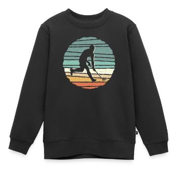 Floorball Floorballer Salibandy Vintage Unihockey - Kinder Premium Organic Sweatshirt - Schwarz - Vorne - AI Model Kid Female (0cm)