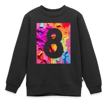 NR. 8 NUMMER 8 BUNT 8. GEBURTSTAG - Kinder Premium Organic Sweatshirt - Schwarz - Vorne - AI Model Kid Female (0cm)