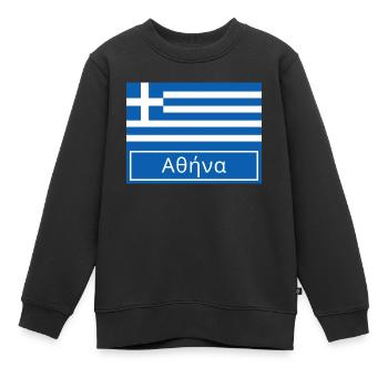 Athen auf Griechisch geschrieben - Kinder Premium Organic Sweatshirt - Schwarz - Vorne - AI Model Kid Female (0cm)