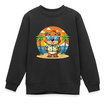 Murmeltier Lustige Cartoon Sommer Strand Sonnenbrille - Kinder Premium Organic Sweatshirt - Schwarz - Vorne - AI Model Kid Female (0cm)