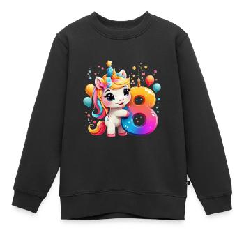 NUMMER 8 JAHRE EINHORN 8. GEBURTSTAG - Kinder Premium Organic Sweatshirt - Schwarz - Vorne - AI Model Kid Female (0cm)