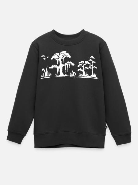 Waldsilhouette im Sumpf - Kinder Premium Organic Sweatshirt - Schwarz