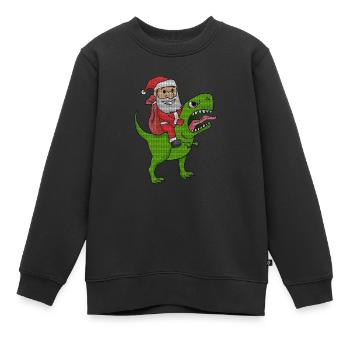 Christmas Dinosaur Ugly Christmas Effect - Kids Premium Organic Sweatshirt - black - Front - AI Model Kid Female (0cm)