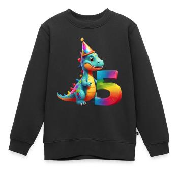 DINO 5 JAHRE DINOSAURIER 5. GEBURTSTAG - Kinder Premium Organic Sweatshirt - Schwarz - Vorne - AI Model Kid Female (0cm)