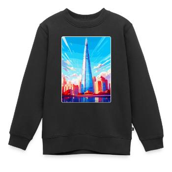 The Shard England Uk Travel Poster Souvenir WPA - Kids Premium Organic Sweatshirt - black - Front - AI Model Kid Female (0cm)