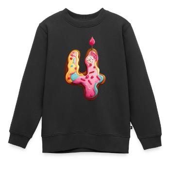 NUMMER 4 KUCHEN SWEET 4. GEBURTSTAG - Kinder Premium Organic Sweatshirt - Schwarz - Vorne - AI Model Kid Female (0cm)