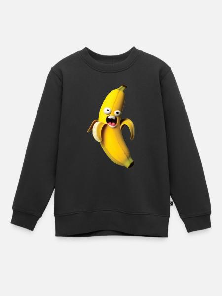 Ausdrucksvolle Banana-Figur mit Miene - Kinder Premium Organic Sweatshirt - Schwarz