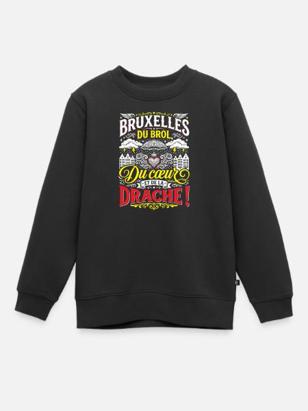 Brüssel: Brol, Herz und Bagger - Kinder Premium Organic Sweatshirt - Schwarz