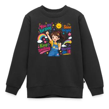 Mutige Heldin im bunten Glanz - Kinder Premium Organic Sweatshirt - Schwarz - Vorne - AI Model Kid Female (0cm)