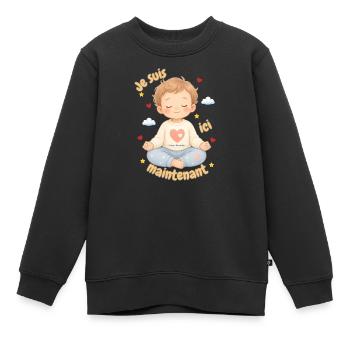 Ich bin jetzt hier, Kindermeditation - Kinder Premium Organic Sweatshirt - Schwarz - Vorne - AI Model Kid Female (0cm)
