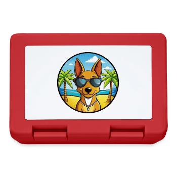 Cirneco Dell Etna Dog Breed Cartoon Sunglass Beach - Lunchbox - red - Front