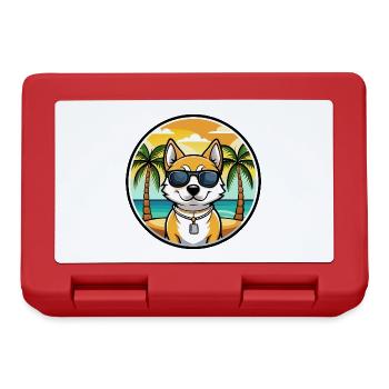 Japanischer Terrier Hund Rasse Cartoon Sonnenbrille Strand - Brotdose - Rot - Vorne