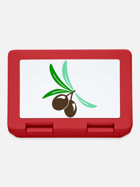 Olive 2 Zweig Blatt Olivenöl - Brotdose - Rot