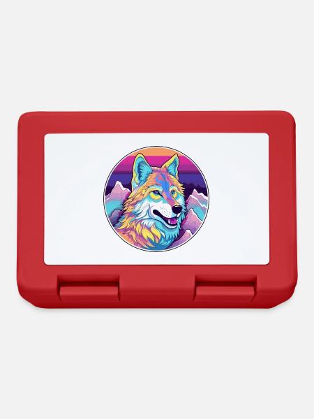 Wolf Aquarell Karikatur Kawaii Haustier Tier Bunt - Brotdose - Rot