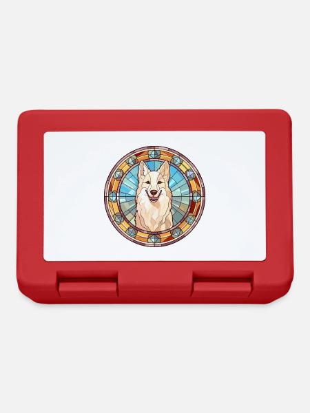 Berger Blanc Suisse Hunderasse Buntglas Colorf - Brotdose - Rot