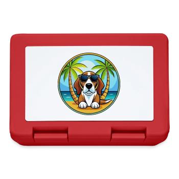 Basset Artesien Normand Hunderasse Cartoon Beach - Brotdose - Rot - Vorne