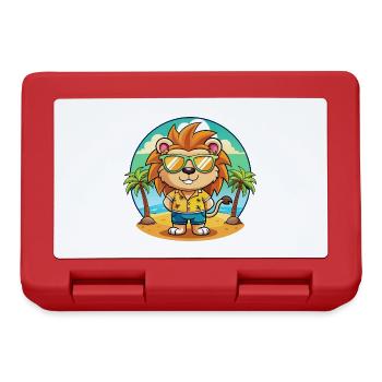 Löwe Lustige Cartoon Sommer Strand Sonnenbrille - Brotdose - Rot - Vorne