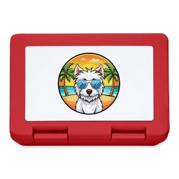 Westie Hunderasse Cartoon Sonnenbrille Strand - Brotdose - Rot - Vorne