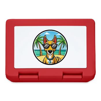Russischer Harlekin Hund Rasse Cartoon Strand - Brotdose - Rot - Vorne