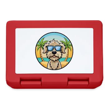 Lagotto Romagnolo Hunderasse Cartoon Sonnenbrille Strand - Brotdose - Rot - Vorne