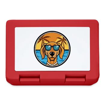 Jugoslawischer Windhund Hunderasse Cartoon Sonnenbrille Strand - Brotdose - Rot - Vorne